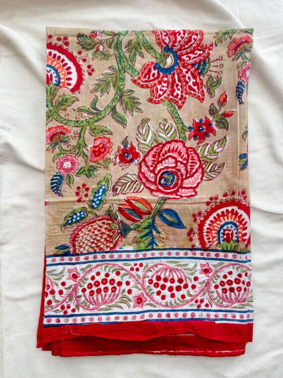 Beige Blockprinted Pareo 2