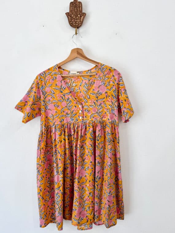 Blockprinted Cotton Short Dress N.02