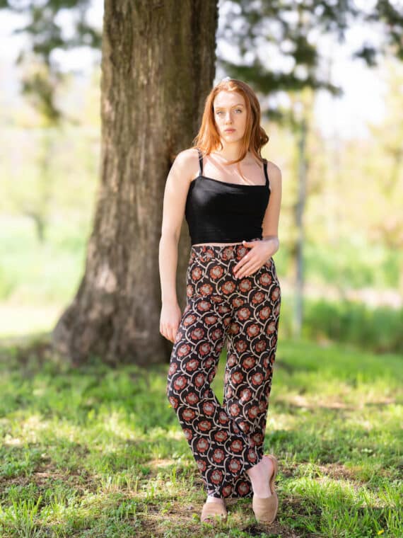 Blockprinted Cotton Pants - Black