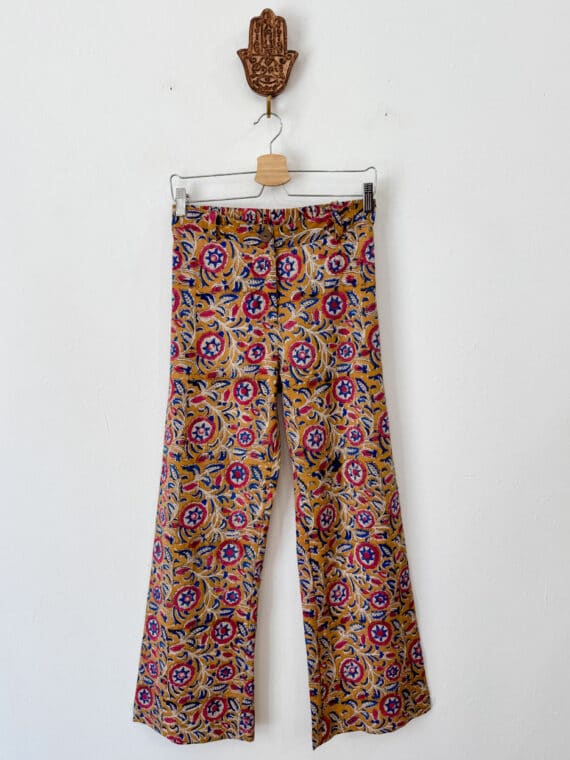 Blockprinted Cotton Pants - Beige