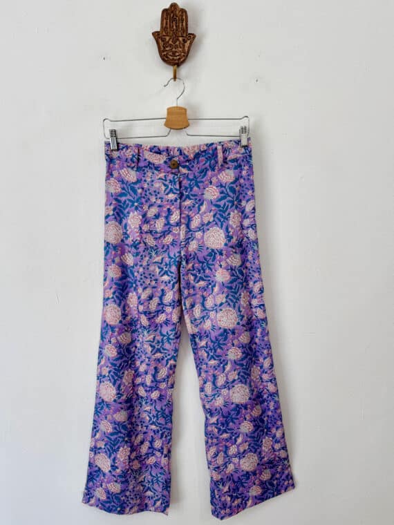 Blockprinted Cotton Pants - Lilac