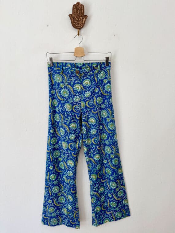 Blockprinted Cotton Pants - Blue