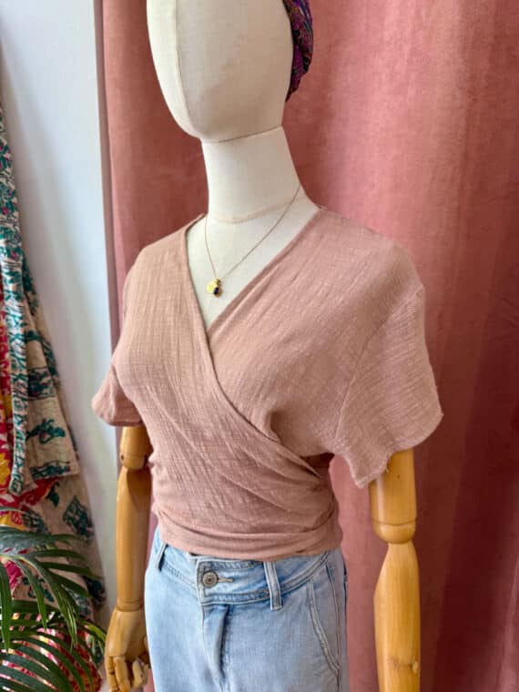 Bambula Cotton Wrap Top ~ Dusty Rose