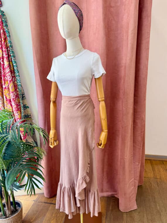 Bambula Cotton Long Wrap Skirt ~ Dusty Rose