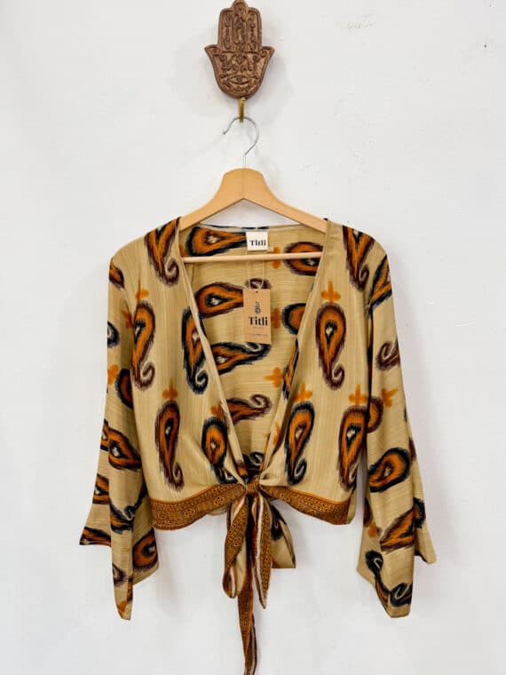 Silk Bell Sleeves Wrap Top N.07