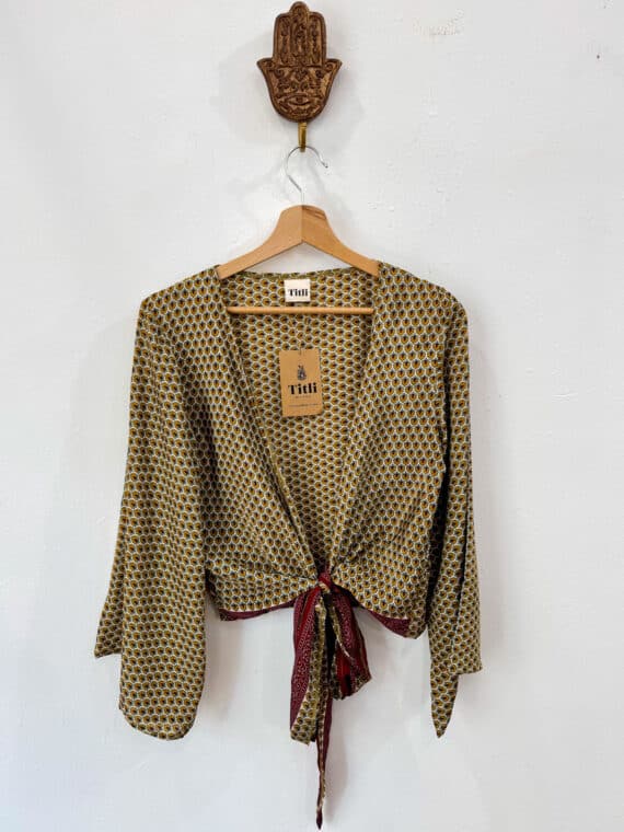 Silk Bell Sleeves Wrap Top N.01