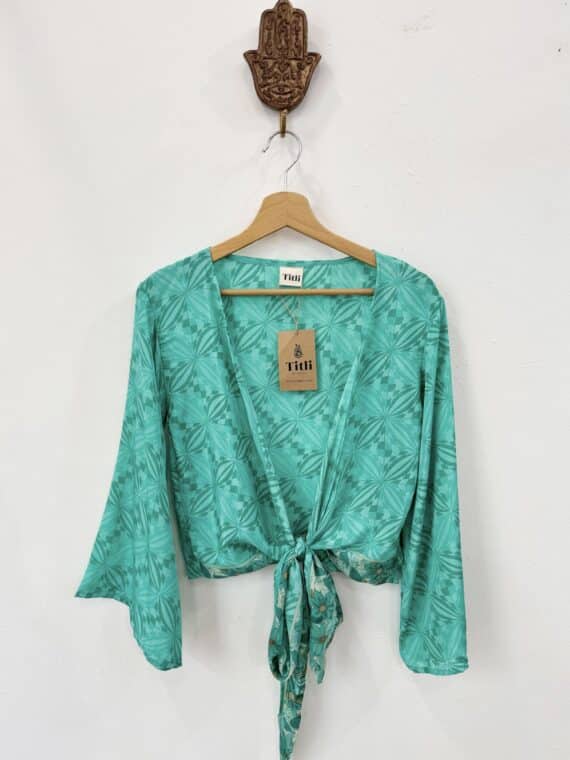 Silk Bell Sleeves Wrap Top N.04