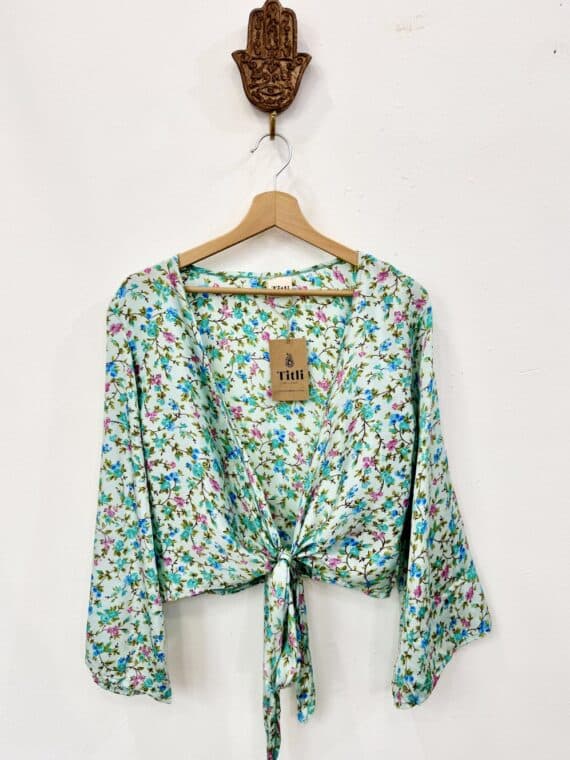 Silk Bell Sleeves Wrap Top N.13