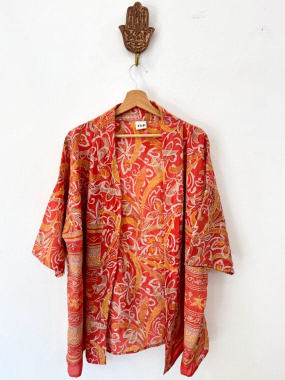 Short Silk Embroidered Kimono N.10