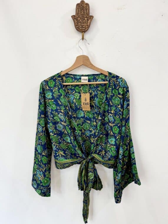 Silk Bell Sleeves Wrap Top N.02