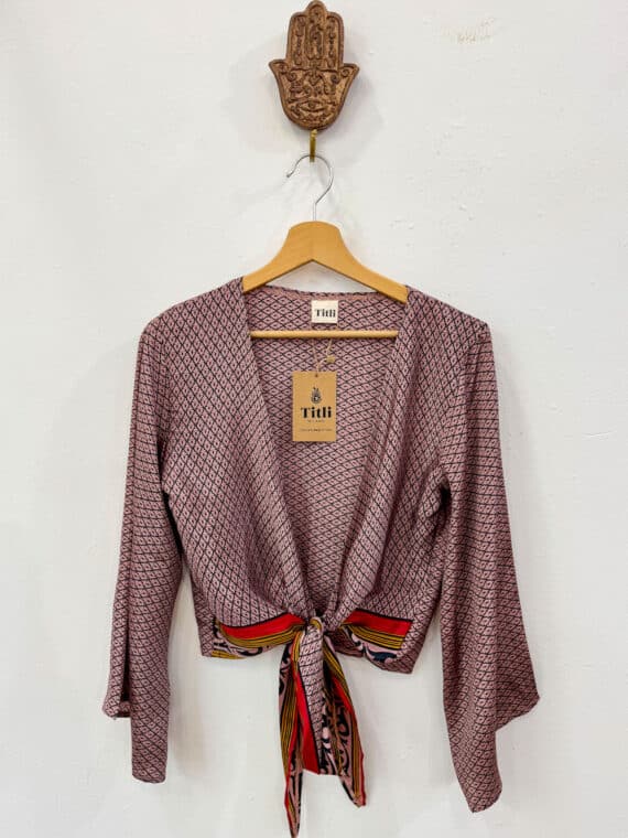 Silk Bell Sleeves Wrap Top N.14