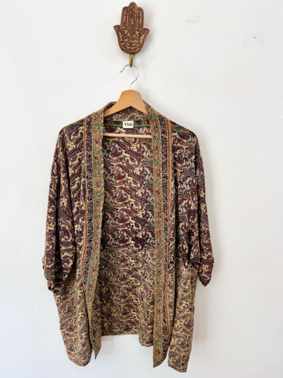 Short Embroidered Silk Kimono N.02