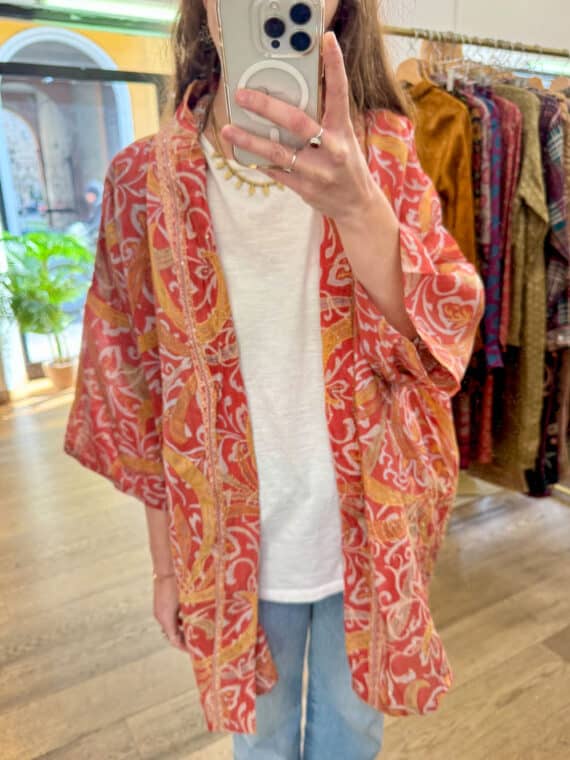 Short Silk Embroidered Kimono N.11