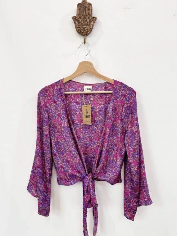 Silk Bell Sleeves Wrap Top N.12