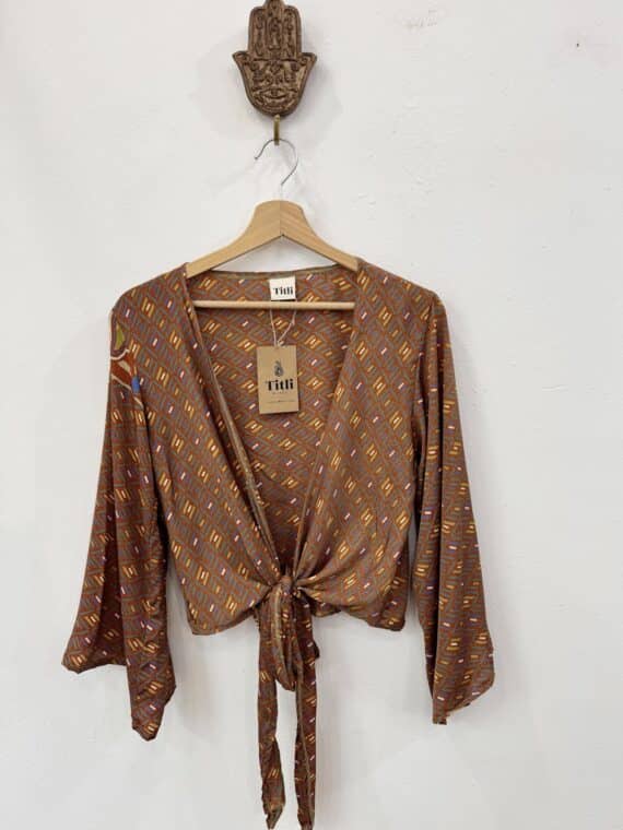Silk Bell Sleeves Wrap Top N.15