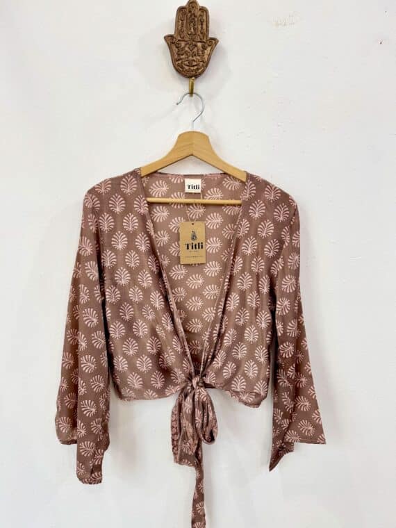 Silk Bell Sleeves Wrap Top N.06