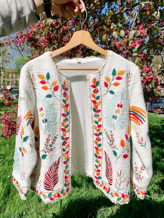 White Suzani Jacket ~ Multicolor