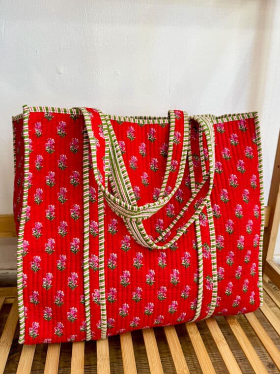 Quilted Tote Bag ~ Red