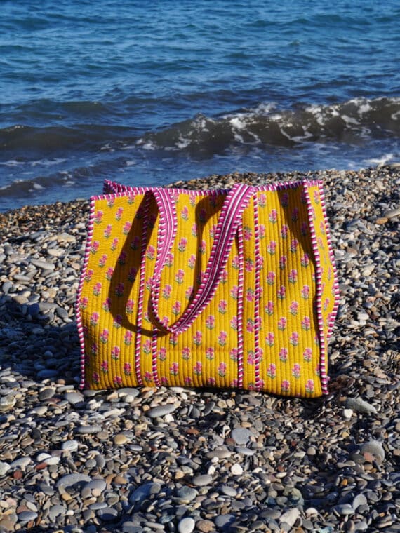Quilted Tote Bag ~ Mustard