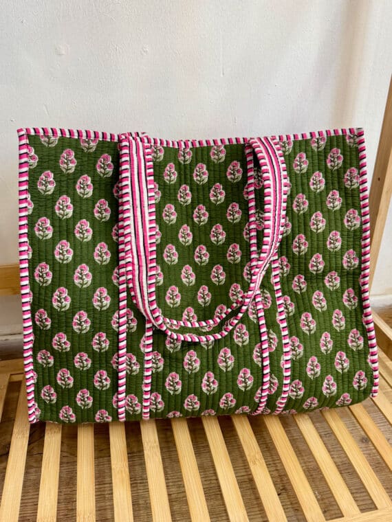 Quilted Tote Bag ~ Green