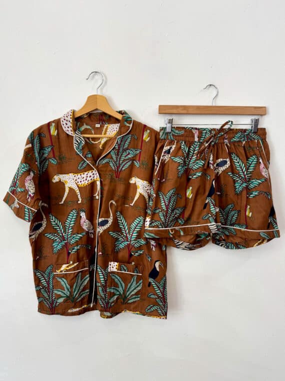 Short Pajamas Set ~ Brown Jungle