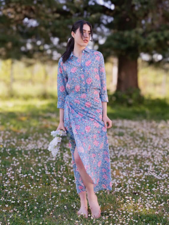 Blockprinted Wrap Skirt Coord-Set N.07