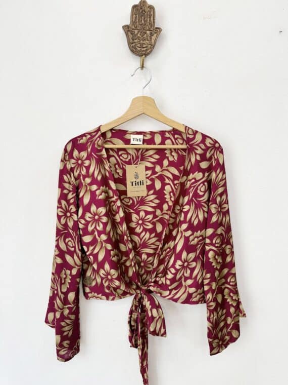 Silk Bell Sleeves Wrap Top N.18