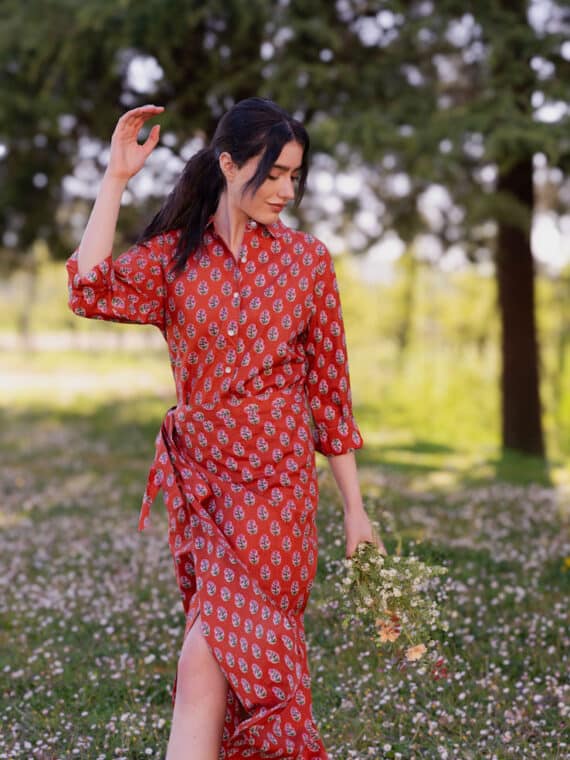 Blockprinted Wrap Skirt Coord-Set N.10