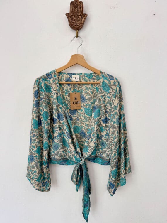 Silk Bell Sleeves Wrap Top N.16