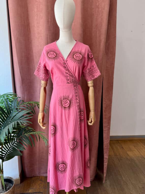 OM Wrap Dress ~ Big Bubble Pink
