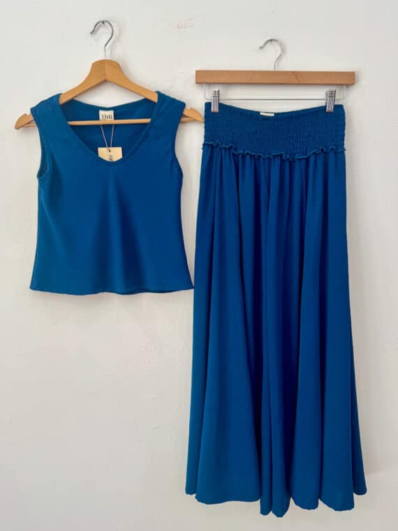Peacock Blue Top & Palazzo Pants Set