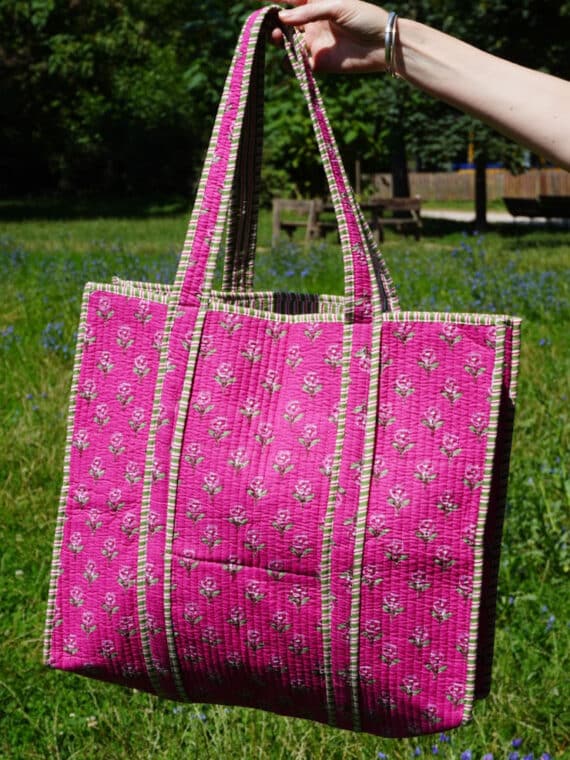 Quilted Tote Bag ~ Pink 1