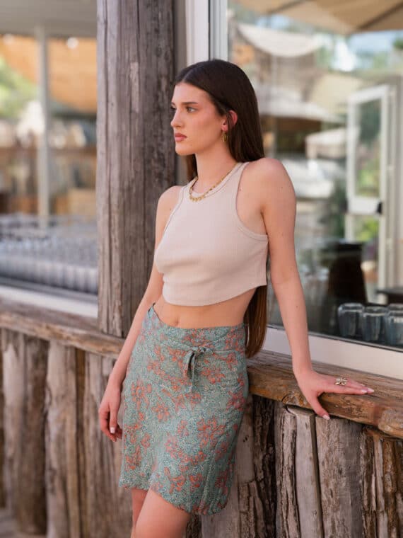 Silk Mini Wrap Skirt N.14