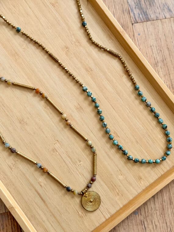 Brass & Stone Necklace